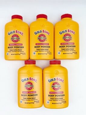 FIVE Gold Bond Original Strength Body Powder w/ Talc 4 oz New